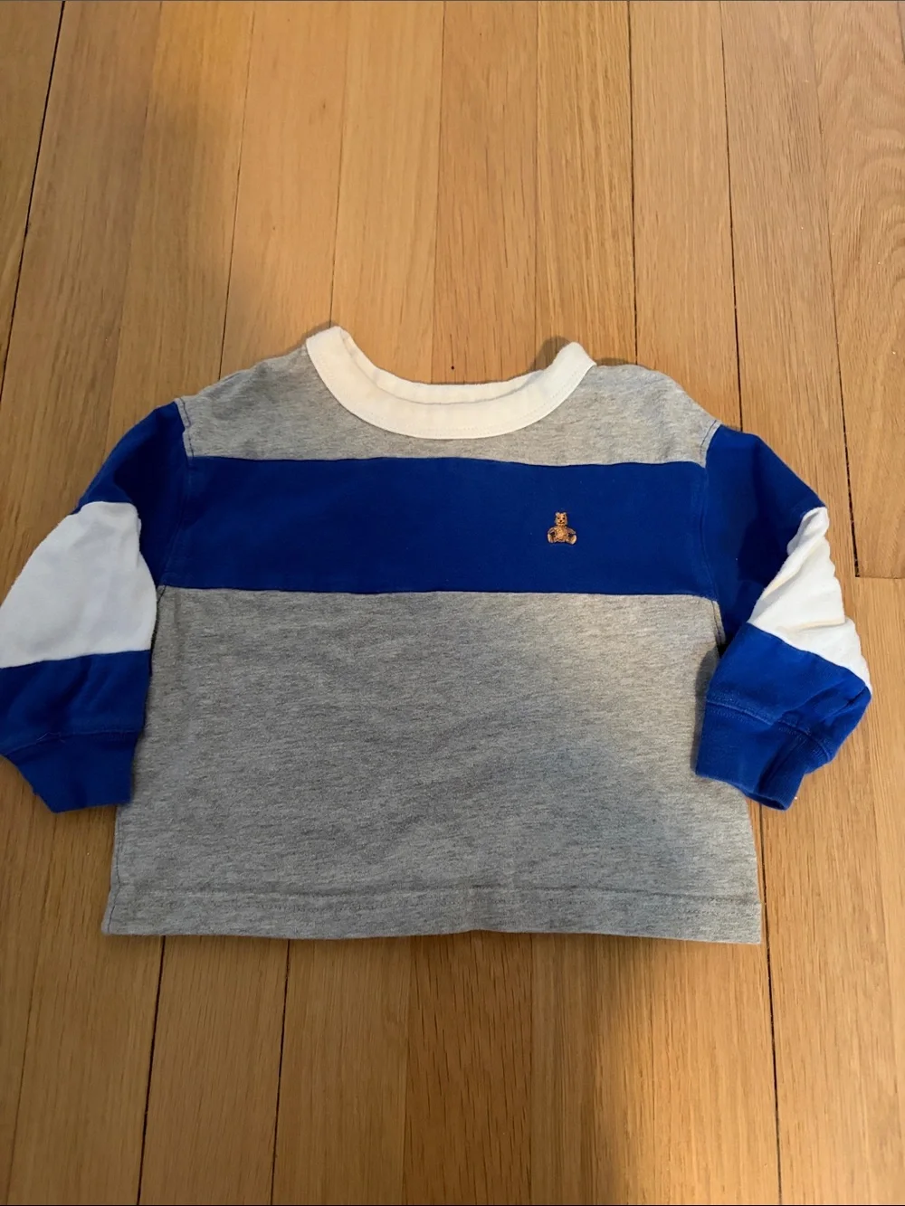 Toddler Boy Baby Gap Gray & Royal Blue Long Sleeve Shirt